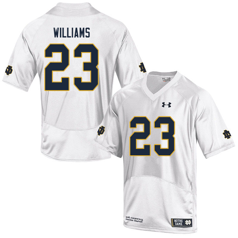 Men's NCAA Notre Dame Fighting Irish #23 Kyren Williams Stitched College Under Armour Authentic White Football Jersey WX10N53DR